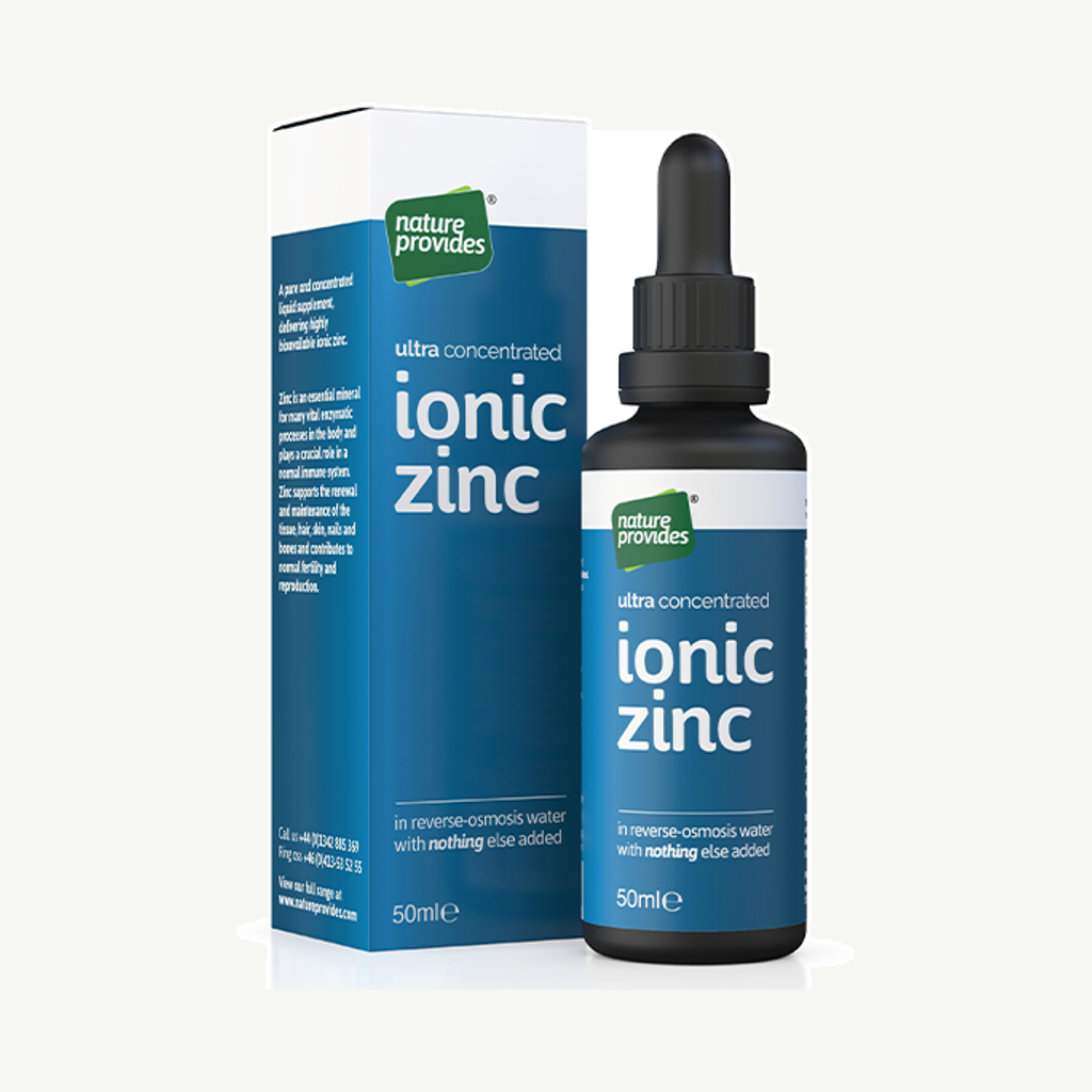 Förpackningen till Ultrakoncentrerad Jonisk Zinksulfat 50 ml