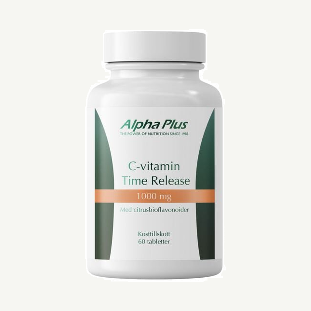 Förpackningen till C-vitamin Time Release 1000mg 60 tabletter