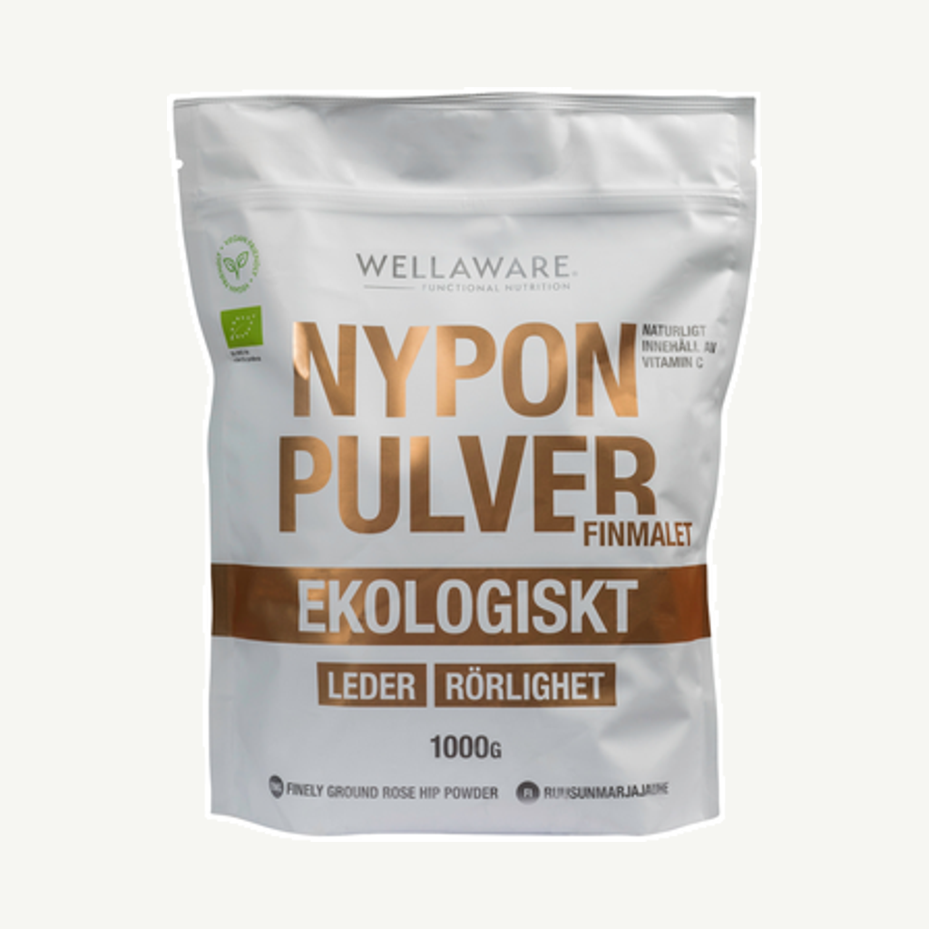 Förpackningen till Nyponpulver Ekologiskt Finmalet 1kg