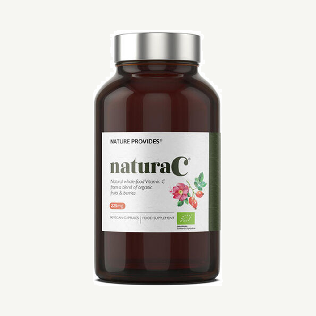 Förpackningen till natura-C® Ekologiskt wholefood C-vitamin 90 kapslar