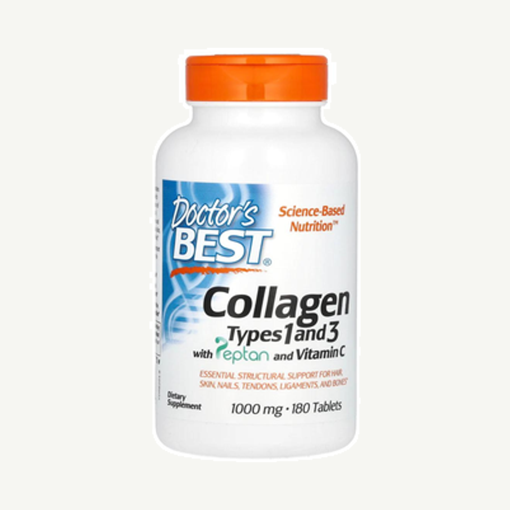 Förpackningen till Collagen Types 1 & 3 + Vitamin C 1000mg 180t