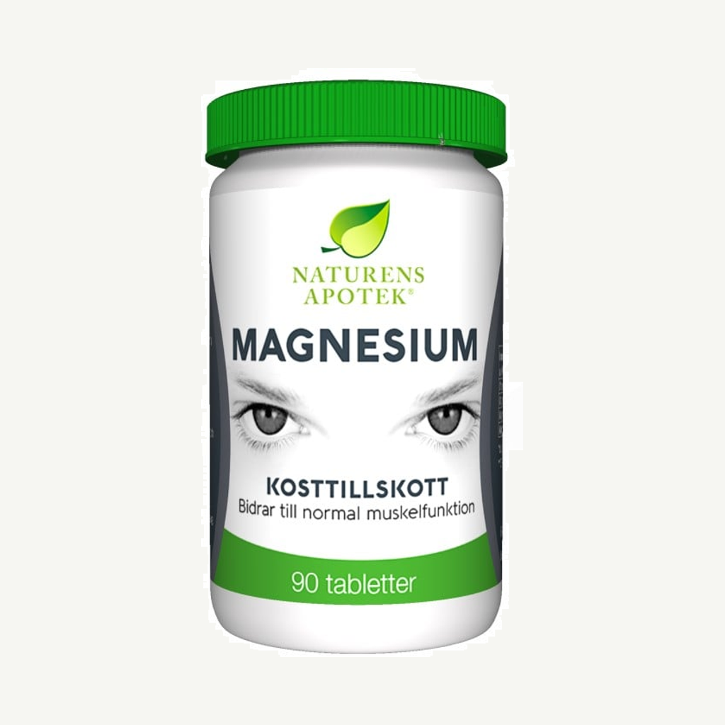 Förpackningen till Naturens Apotek Magnesium 90 tabletter