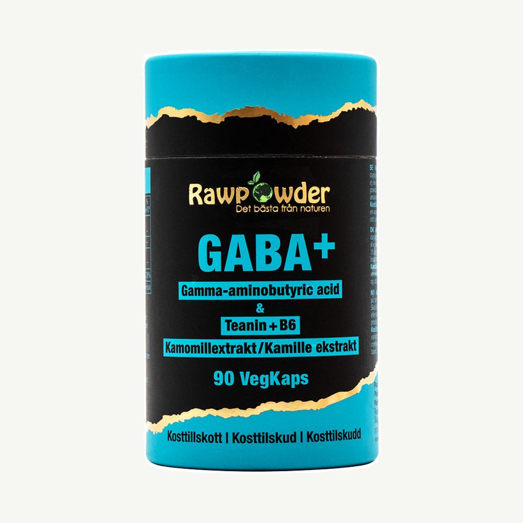 Förpackningen till Rawpowder GABA Plus 90 kapslar