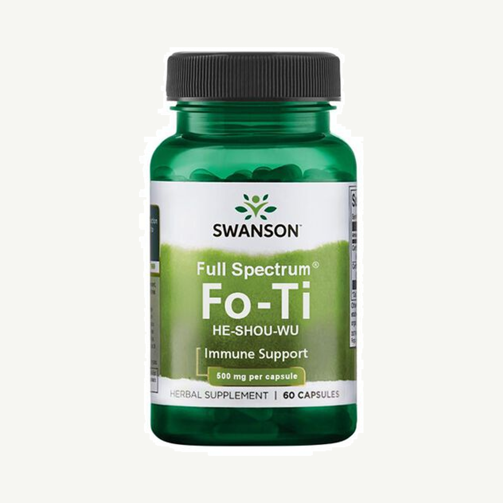 Förpackningen till Full Spectrum Fo-Ti He-Shou-Wu 500 mg 60 kapslar