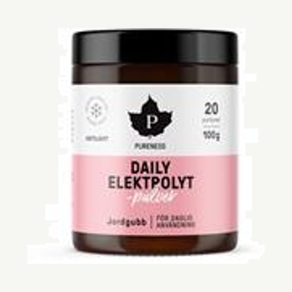 Förpackningen till Pureness Elektrolytpulver Jordgubbe, 100 g