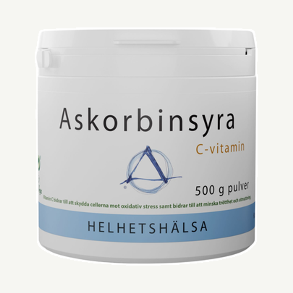 Förpackningen till Helhetshälsa Askorbinsyra 500 gram