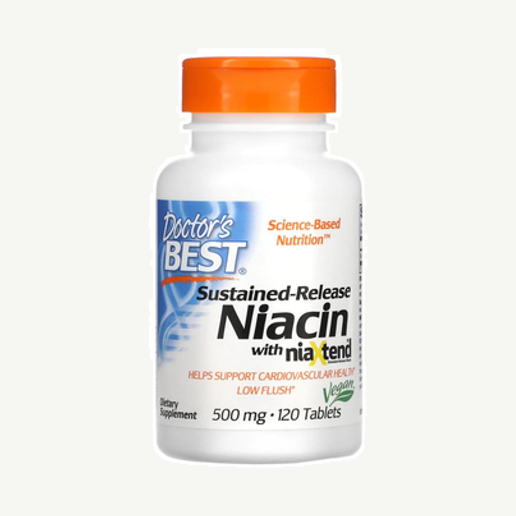 Förpackningen till Time-Release Niacin 500mg 120t