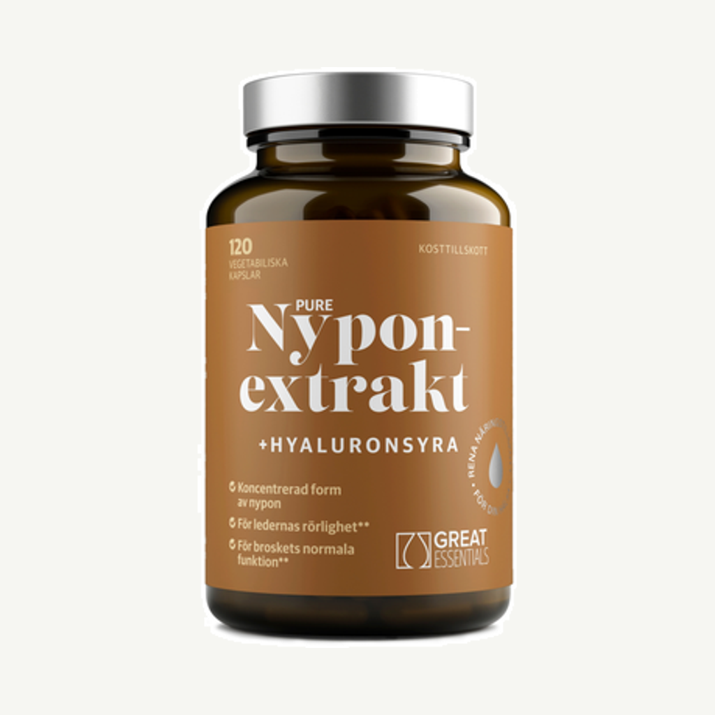 Förpackningen till Nyponextrakt + Hyaluronsyra 120k