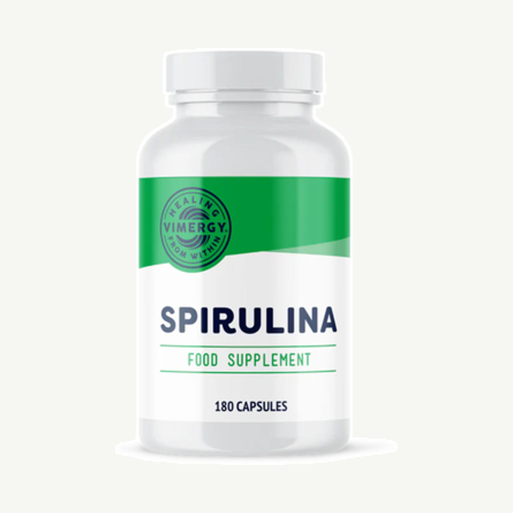Förpackningen till Spirulina Capsules 180k