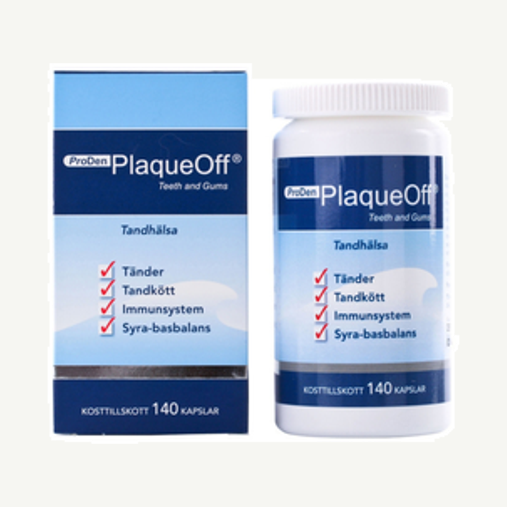 Förpackningen till PlaqueOff Teeth and Gums 140k