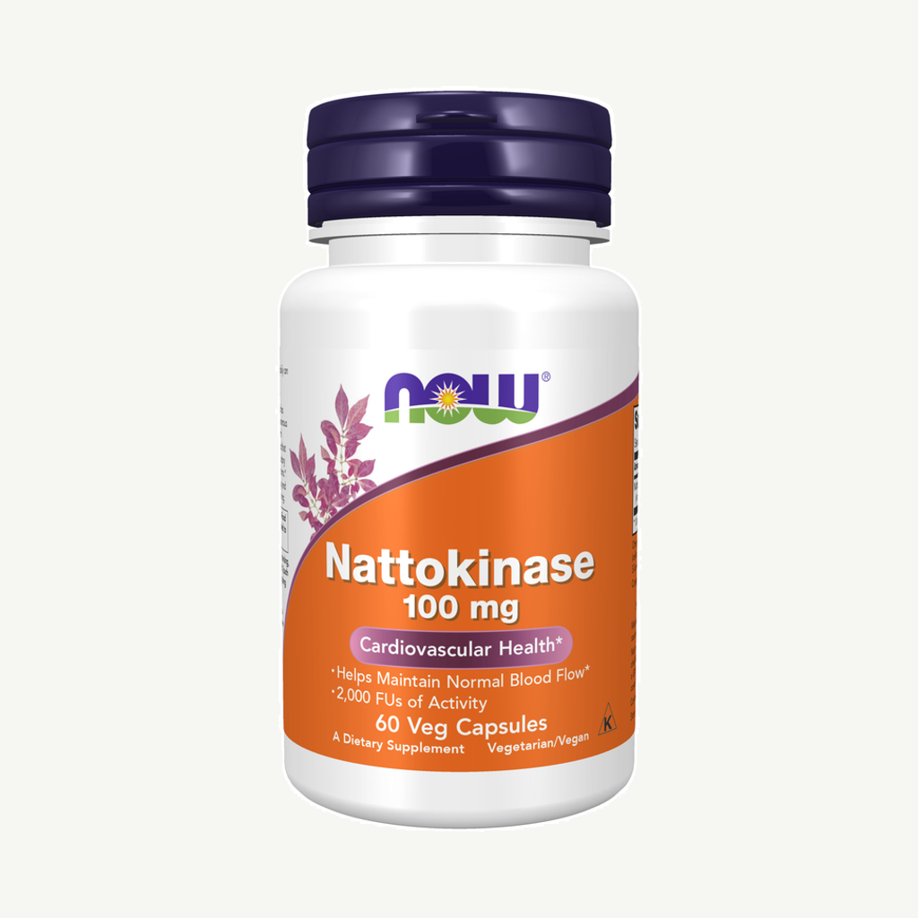 Förpackningen till NOW Nattokinase 100 mg 60 kapslar