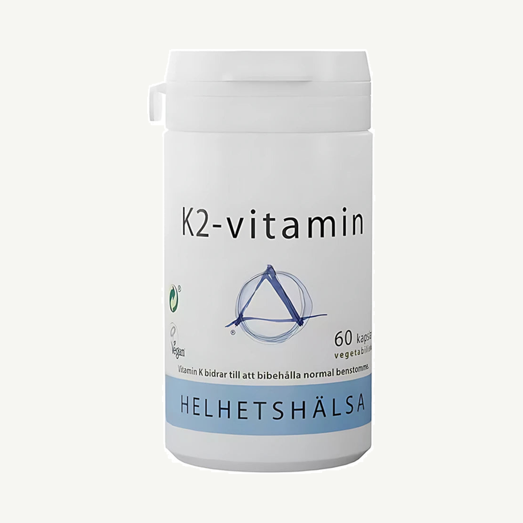 Förpackningen till Helhetshälsa K2 Vitamin 60 caps