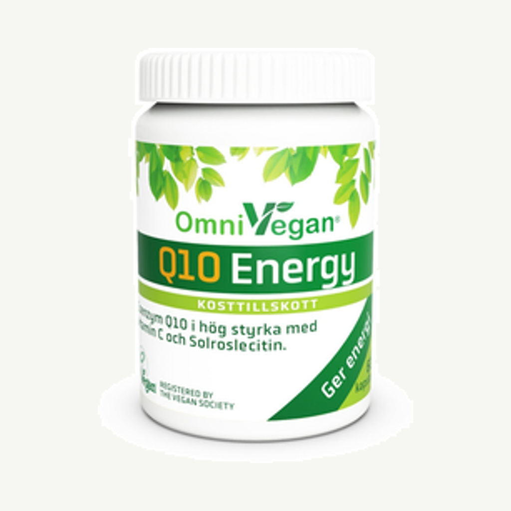 Förpackningen till OmniVegan Q10 Energy 60k