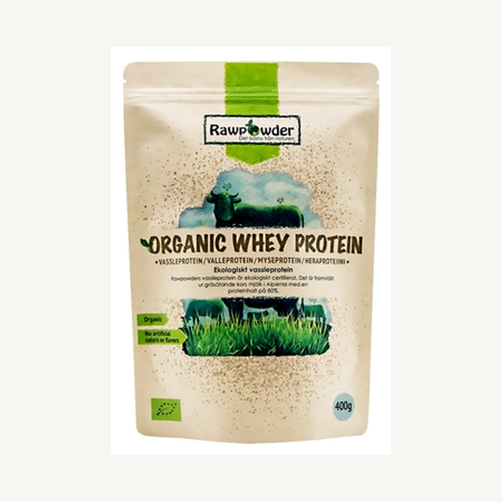 Förpackningen till Organic Whey Protein 400g