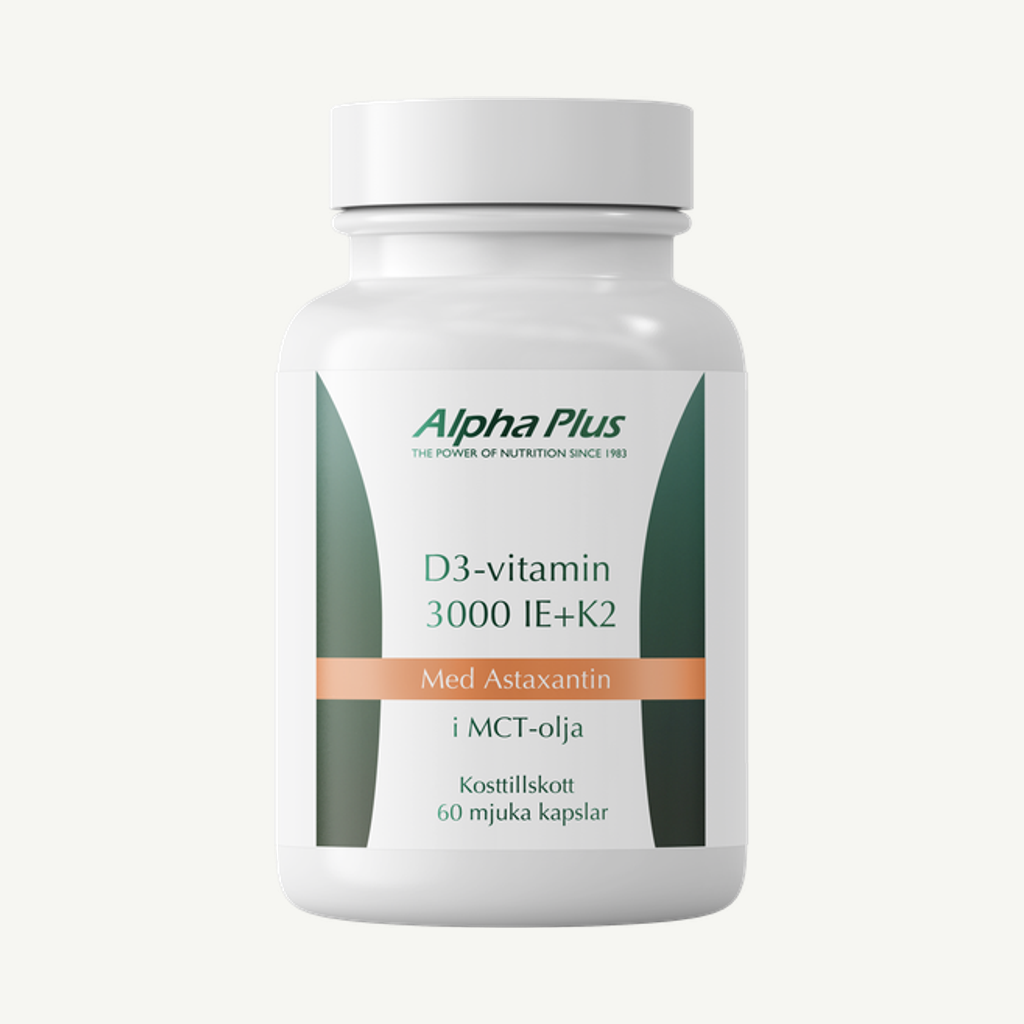 Förpackningen till D3-vitamin 3000 IE + K2 60 kap