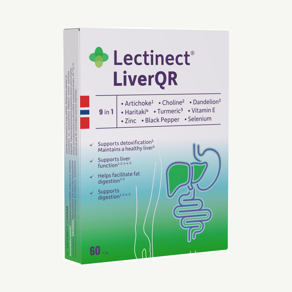 Förpackningen till Lectinect LiverQR 60 kapslar