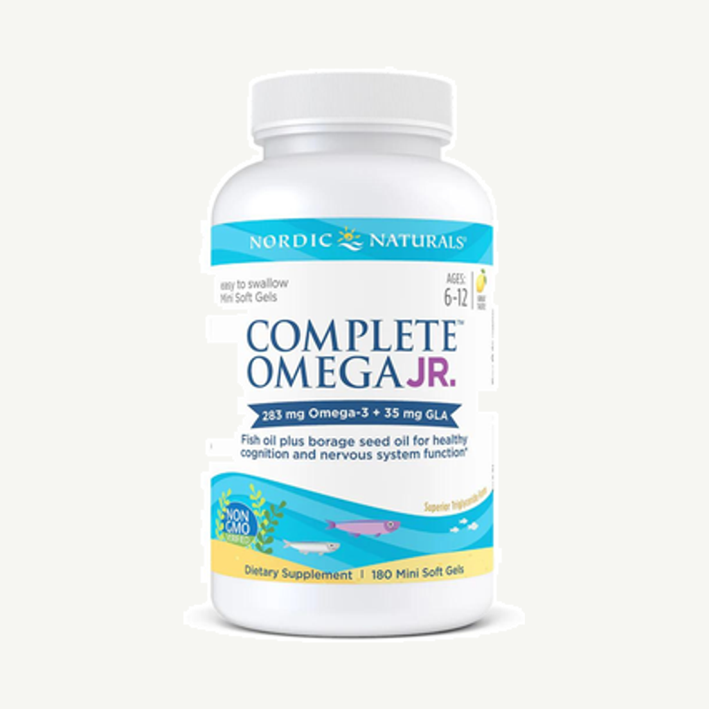 Förpackningen till Complete Omega 3-6-9 Junior 283mg 180k