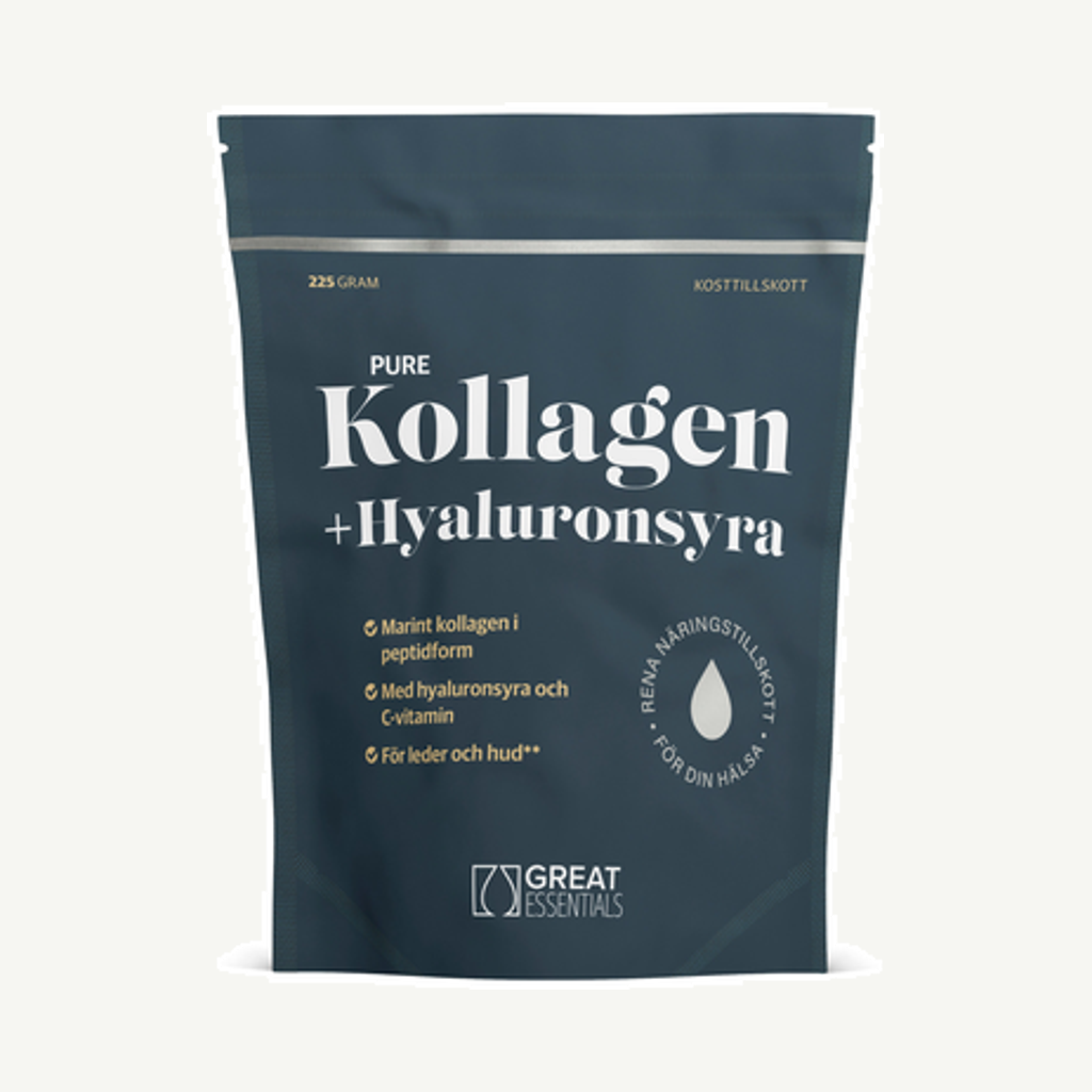 Förpackningen till Marint Kollagen + Hyaluronsyra Naturell 225g