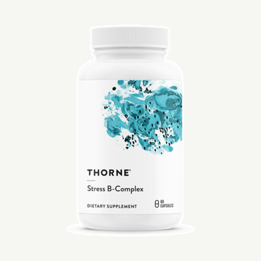 Förpackningen till Thorne Stress B-Complex 60 kapslar